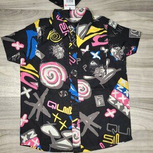 Quiksilver Next Gen SS Boy Shirt Size 5 Blk Button Up Short Sleeve NWT